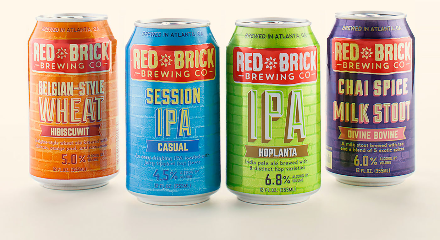 Red Brick Brewing's Previous Packaging.