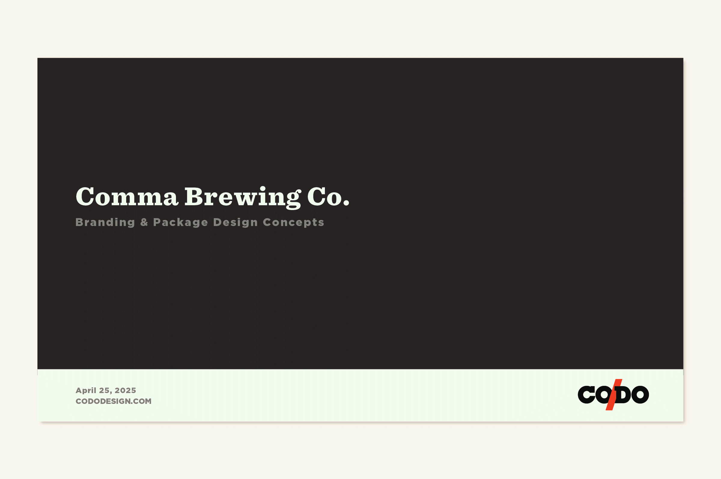 Comma's initial branding concepts presentation by CODO Design.