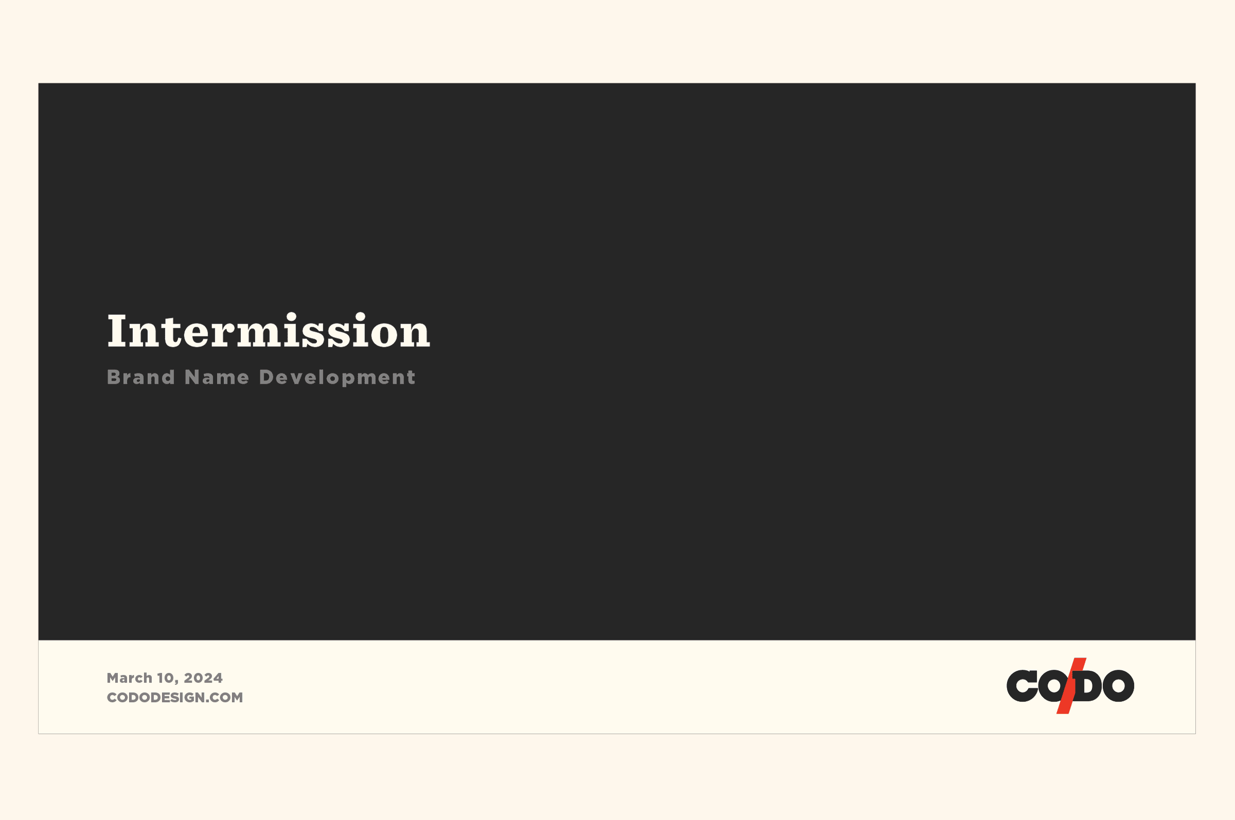 Comma's initial name options by CODO Design.
