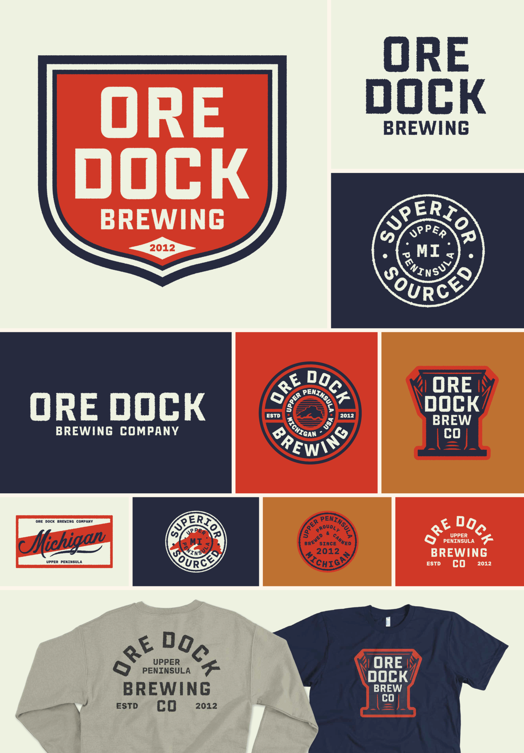 Initial brand identity concepts (Direction 2) for Ore Dock Brewing by CODO Design.