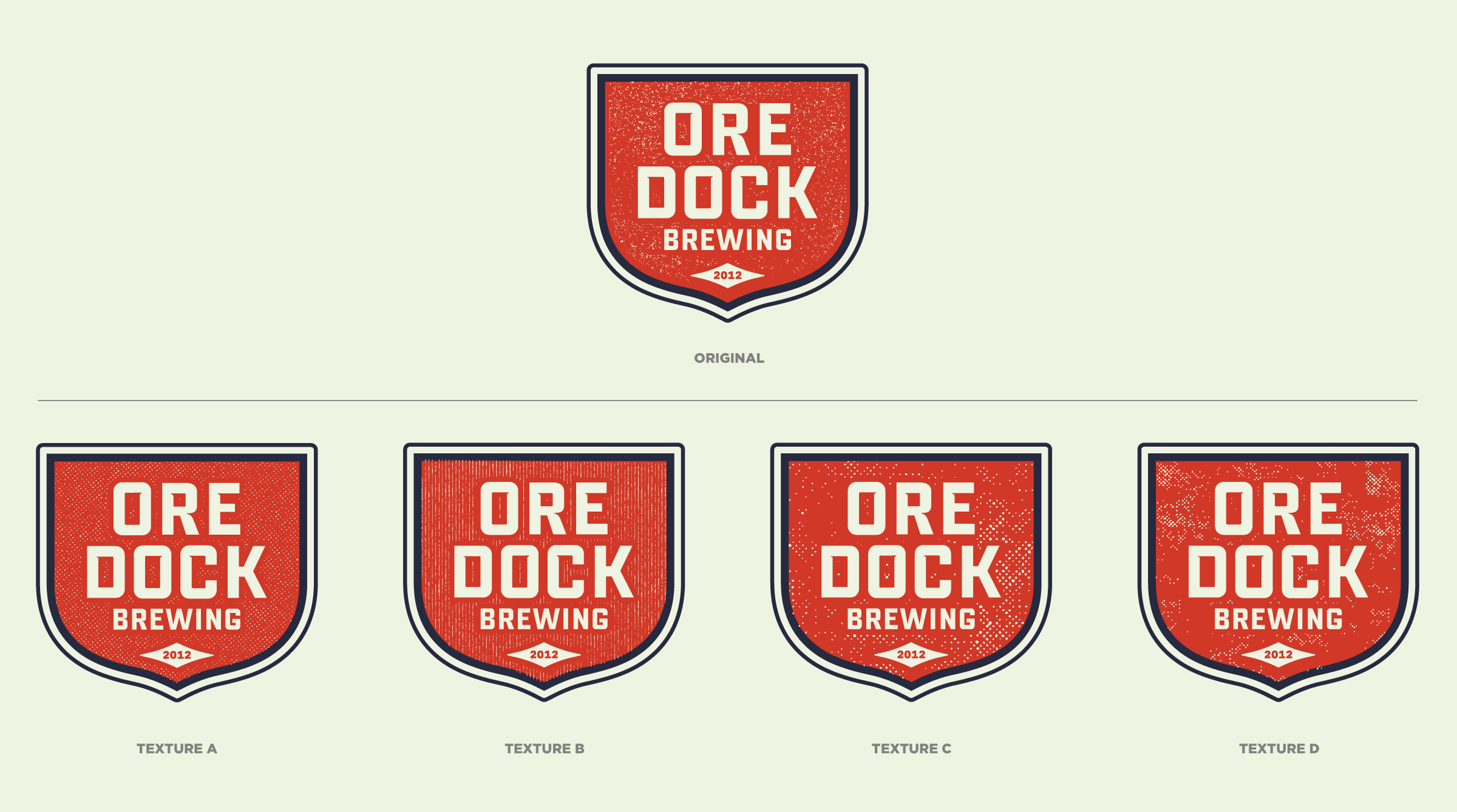 Ore Dock Brewing identity texture explorations by CODO Design.