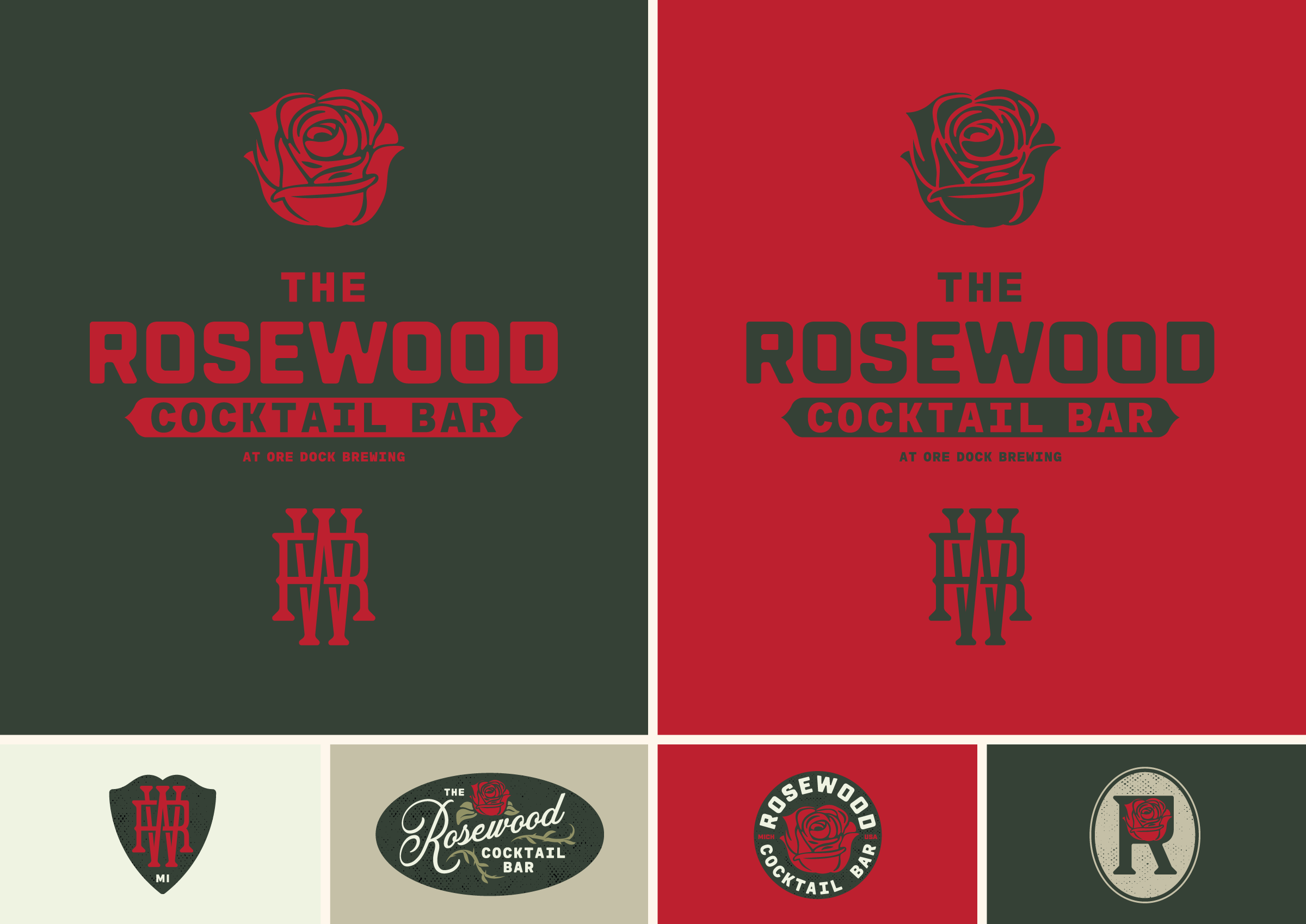The Rosewood Cocktail Bar brand identity by CODO Design.