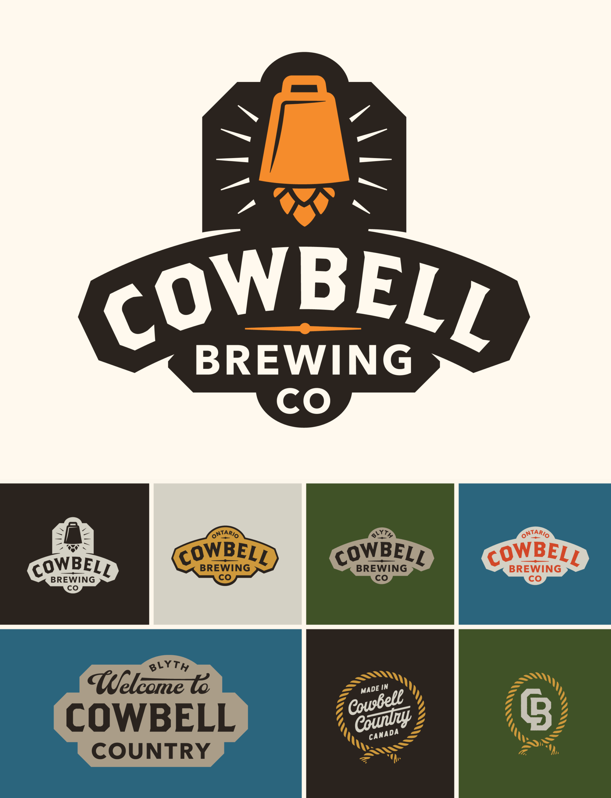 Cowbell Brewing proposed brand identity components by CODO Design