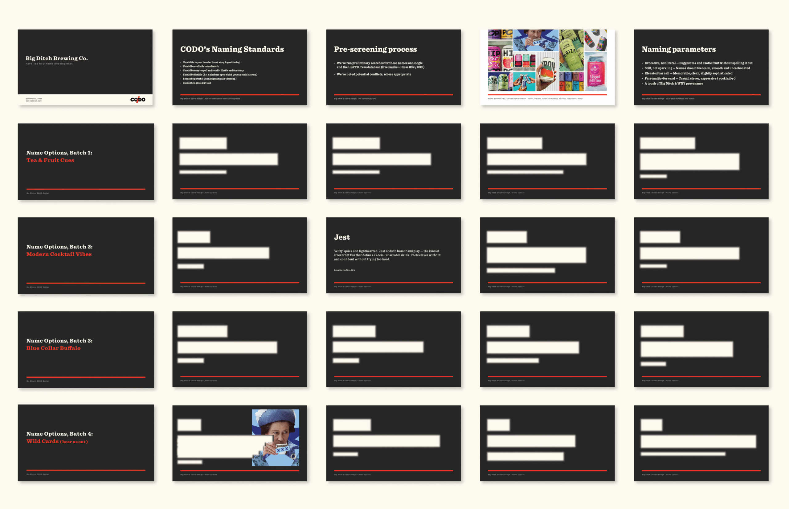 Big Ditch Brewing's Jest Hard Tea Name Development Process by CODO Design
